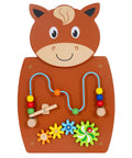 Horse Themed Activity Wall Panel With Two Interactive Activities For Toddlers Kiddo Friendly Montessori Sensory Busy Board Toy