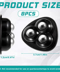 Side and top view of 12 Pieces Self Adhesive Appliance Rollers With 360 Degree Rotation Caster Wheels on black ABS base showing dimensions.