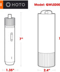 Diagram showing dimensions of MI HOTO Cordless Power Electric Screwdriver With LED Shadow Light, 7x1.35 inches and case size 7.5x2.4 inches.