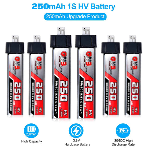 6 Pack 250mAh 1S LiPo Battery 3.8V LiHV 30C To 60C With JST PH Connector Micro Drone Power For Tinyhawk And Mobula7
