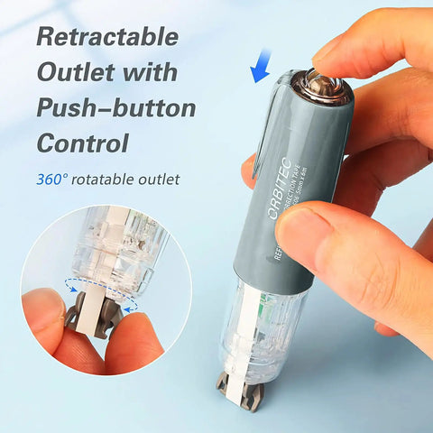 Refillable Retractable Quick Dry White Correction Tape With Cute Kawaii Pen Shaped Applicator, showing push-button control and rotatable outlet