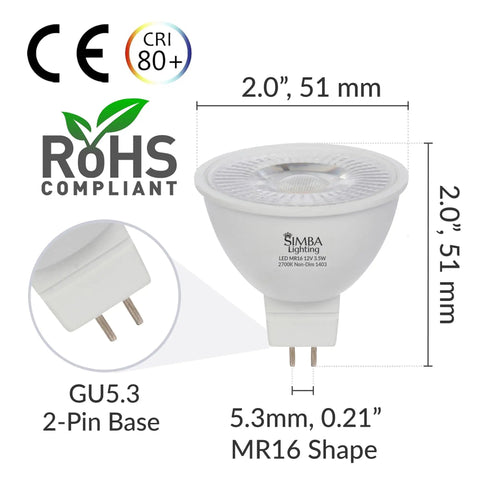 LED MR16 3.5W 12V Light Bulb 6 Pack Replacement For Landscape Accent Track Lighting And Desk Lamps GU5.3 Bipin Base