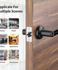 4 In 1 Fingerprint Door Lock With App Code Backup Key And Keyless Entry shown on wooden door, applicable for home and office