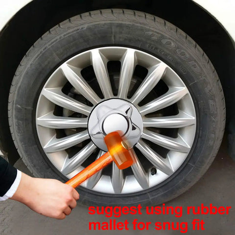 Installing 7 Inch Chrome Center Cap For 5 Lug Steel Wheels Fits Ford F Series F 150 1997 To 2003 And Expedition using mallet