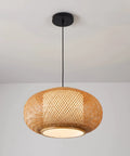 Bamboo Pendant Light With Basket Weave Shade Dope Rattan Chandelier For Kitchen Island And Nursery 23 Inch Hanging Ceiling Light With E26 Bulb Included
