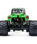 Rear view of Grave Digger 1 To 18 Scale Mini LMT 4X4 RC Monster Truck RTR With 2S Battery And Charger Included Green Body