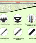 2-In-1 Weed Puller And Rake Tool For Weeding Dandelions And Grass, features 39-inch length, dual head, non-slip grip, stainless steel