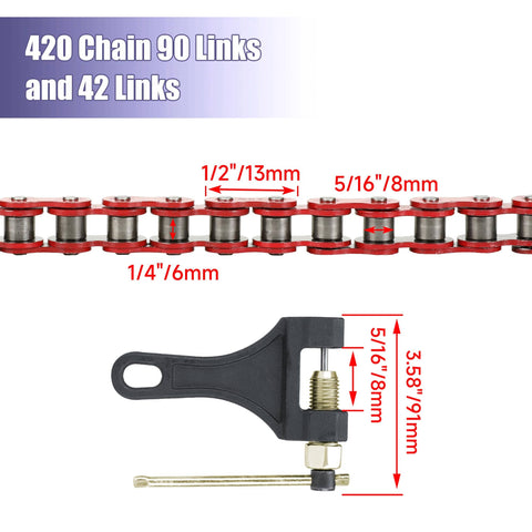 60T Sprocket And 420 Chain Kit For Mini Bikes With 90 Link Rear Chain And 42 Link Front Chain Fits Coleman BT200X CT200U EX CT200U CT100U CC100X Baja MB200 Doodlebug DB30 Predator 212 196cc Engines Easy Install