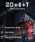 Straight Fire Brushless Hammer Drill Compatible With Makita 18V Battery Packing 1100 In Lbs Torque showing torque settings dial.