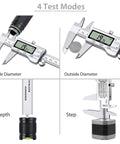 6 Inch Digital Vernier Caliper with Fraction Inch and Millimeter Modes showing inside, outside diameter and depth measurements