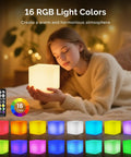 Girl holding 4 Inch RGB LED Cube Mood Light Tesseract Cube With 16 Color Options Waterproof IP65 Remote Controlled Night Light