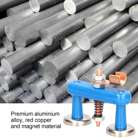 Pro Grade Magnetic Welding Support Clamp With Progressive Spring For Easy Attachment To Smooth Metal Surfaces Aluminum Alloy Copper Magnet Fixture Adjustable Ground Clamp Tool In Blue