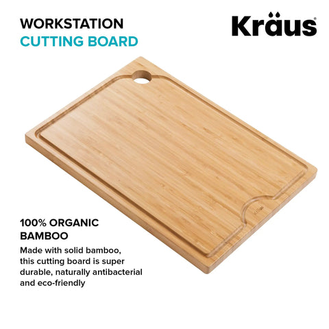 Solid Bamboo Cutting Board For Workstation Sinks Over The Sink Prep Board Space Saving Kitchen Accessory with juice groove.
