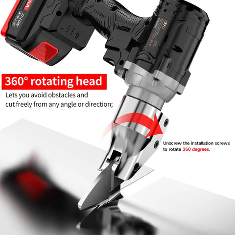 Powerful 21V Cordless Electric Metal Shears With 2.0Ah Battery Chrome Vanadium Blade cutting metal sheet