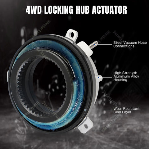 Htostar 4WD locking hub actuator with aluminum housing and steel vacuum hose connections