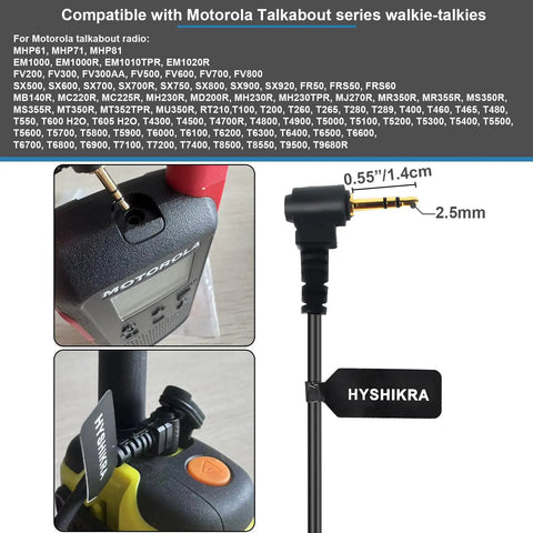 Universal Ham Radio Earpiece Adapter Cable 2.5mm 1Pin to 3.5mm Female for Motorola Talkabout connection details.