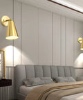 Gold Wall Sconces Set Of Two, 180 Degree Adjustable Mid Century Modern Sconce Lighting in bedroom
