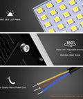 JUDYSSY Led Pir Floodlights 20W, Ip67 Waterproof Security Light with Motion Se close-up showing adjustable metal bracket and LED beads.