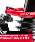 Ford F-150 2004-2020 Front Lift 2-4 Inch Control Arm Replacement Heavy Duty Iron Steel Swing Arm With Adjustable Ball Joint For 2-4 Inch Lift Kits Aftermarket Upper Arm Red, red upper control arm close-up