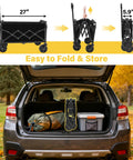 All Terrain Folding Utility Wagon stored in car trunk shown in folded state for easy storage and transport