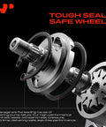 Detailed view of synthetic seals on Power Steering Pump With Reservoir For Jeep Grand Cherokee 1993 1995 Cherokee 1991 1995 Comanche 1991 1992 4.0L Gas Replacement Hydraulic Pump Direct Fit Premium Quality.