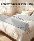 Secure Non Shift Inflatable Bed Rail For Seniors with universal fit on white bed in bedroom, dimensions shown