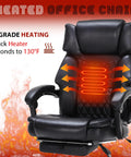 Heavy Duty Massage Office Chair With Foot Rest And Heat 6 Point Vibration With Five Modes in black showing heat indicators.