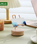 Marble Phone Stand With Metal Holder Charges While You Use It, Swipe Up To Unlock, Natural Marble Base, Rose Pink and Rose Gold