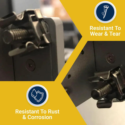 Close-up of Top Drawer 10-32 Machine Screw and Cage Nut Bundle with Washers demonstrating rust and corrosion resistance.