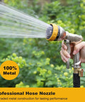 Heavy Duty 100 Percent Metal Hose Nozzle With 7 Spray Patterns High Pressure Sprayer in use watering garden