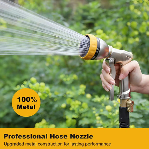 Heavy Duty 100 Percent Metal Hose Nozzle With 7 Spray Patterns High Pressure Sprayer in use watering garden