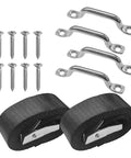 Heavy Duty Tie Down Straps With Cam Buckles And Stainless Brackets For Battery Boxes And Cargo Secure Mount Kit components including straps and brackets.