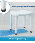 Heavy Duty Bath Seat and Shower Chair for Inside Tub, Beefed Up 400 Lb Capacity Shower Bench with non-slip feet in bathroom