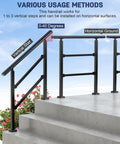 Rock Solid Wrought Iron Handrails For Outdoor Steps Heavy Duty Stair Grip Rails With Rust Resistant Powder Coat installed on steps