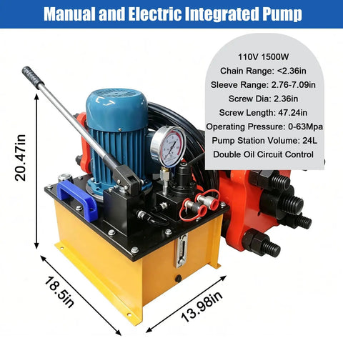 Rock Solid 150 Ton Hydraulic Sleeve Press And Chain Repair Machine for Heavy Duty Track Links with integrated pump and gauges.