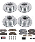 Front and Rear Brake Kit for Ford F250 Super Duty and F350 Super Duty 2012 to 2022 with carbon ceramic pads and drilled slotted rotors