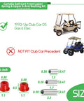 Built Tough Golf Cart Front Lower Leaf Spring And Upper A Arm Bushing Sleeves Kit Fits Club Car Ds 1992 Up Gas Electric size chart with dimension details.