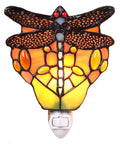Tiffany Style Stained Glass Dragonfly Wall Lamp With Plug In Night Light Socket E12 LED Bulb Included 5 Inch Wide By 6 Inch High