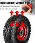 Heavy Duty Air Floating Caster Wheels For Industrial Carts Roll Dead Quiet Shut Out Vibration Rubber Coated Galvanized Steel Base One Touch Lock Brake Smooth Moving Rig, tubeless rubber vacuum wheel with red hub and tire tread.
