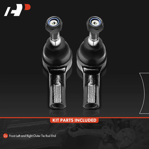 Two Pack Front Outer Tie Rod Ends For Chevy Trax 2013 To 2022 With Hydraulic Steering Left And Right Front Installation Premium Replacement For Chevy Trax With Durable Ball Joint Ends, black steel pair