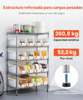 Smooth Rolling Five Tier Heavy Duty Steel Shelving Cart With Sixteen Polypropylene Storage Bins And Clear Label Slots showing labeled bins and steel frame.