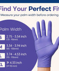 Size guide for Nitrile Exam Gloves 3 Point 5 Mil Powder Free Latex Free Food Safe Disposable Medical Lab Gloves Ideal For Cooking Cleaning Handling With Enhanced Tactile Sensitivity Violet Blue 100 Pcs Medium