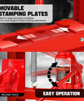 Movable stamping plates on Heavy Duty 20 Ton Hydraulic H Frame Shop Press With Adjustable Stamp Plate for easy operation.