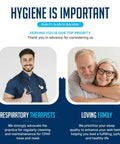 Healthcare professional and happy family promoting CPAP hygiene; "Hose And Mask Cleaning Kit With Extra Thick 6.9 Foot Tubing Brush Collapsible Wash Basin Drying Rack And Storage Bag Compatible With Standard And Slimline CPAP Tubing For Deep Clean And Easy Drying"