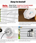 Vinyl Siding Mounting Blocks Kit With Octagon Mount Block And Plate For Half Inch Lap Siding, 4 To 10 Inch Height, White, Premium Paintable Plastic, Weatherproof Exterior Mounting Hardware For Quick No Fuss Easy Siding Install, installed on white siding
