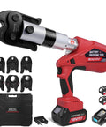 Cordless Copper Pipe Press Tool Kit With Six VUS Jaws For One Half To Two Inch Fittings, 32 kN Press Force, Brushless Motor