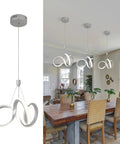 Dimmable Modern LED Chandelier For Kitchen Island Round Pendant Light with Irregular Ring Fixture in a dining room setting.
