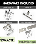 Brushed Nickel Double Track U Shape Bypass Sliding Barn Door Hardware Kit For Two Doors, 6.6ft Flat Track components included