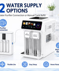 3 In 1 Countertop Ice Maker Featuring An Automatic Ice Crusher And Water Dispenser To Make Bullet Ice Shaved Treats Or Slush Fast In A Sleek Unit That Really Slaps For Home Bars Weekends And Daily Kitchen Vibes with two water supply options.