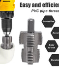 Heavy Duty PvC Pipe Threader Kit With Electric Drill Adapter featuring durable carbon steel jaws for accurate threading.